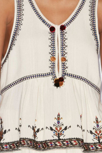 Kourtney Embroidered Gauze Top