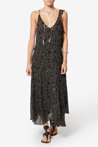Luxie Long Printed Muslin Dress with Thin Straps